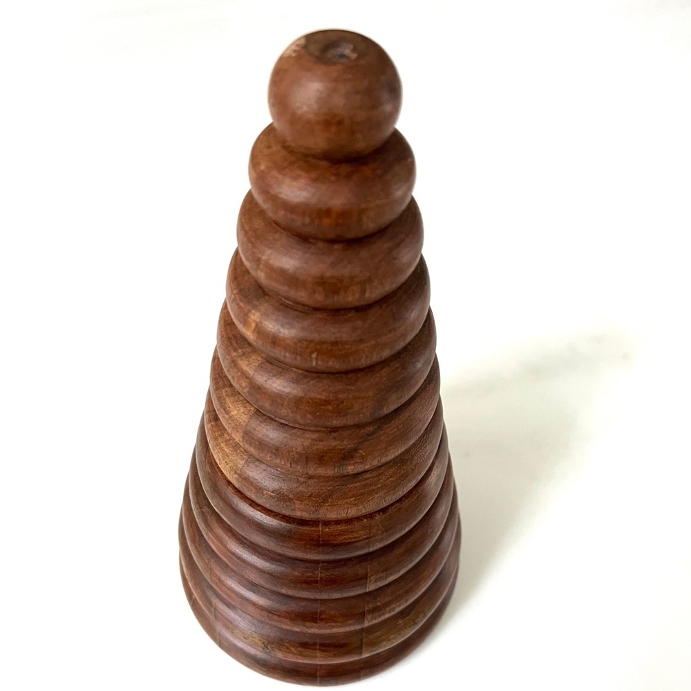 Vintage Wellesley Manor Wood Tree Candle Hand crafted 10¼ H Reusable